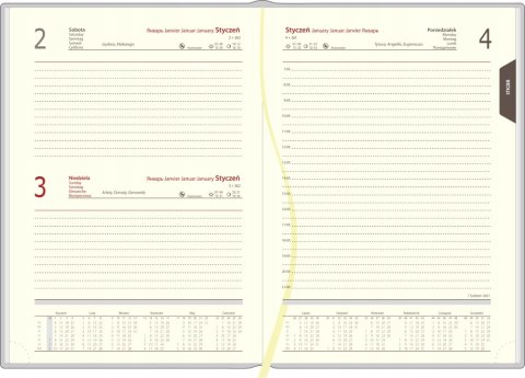 Kalendarz książkowy B5 dzienny z gumką 2026 R11