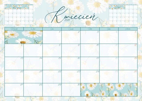 Kalendarz planner ścienny biurkowy 12 m-cy na biurko kwieciń'26-marzec'27