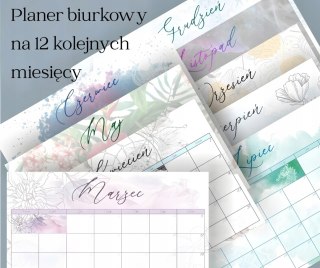 Kalendarz planner ścienny biurkowy 12 m-cy na biurko kwieciń'26-marzec'27