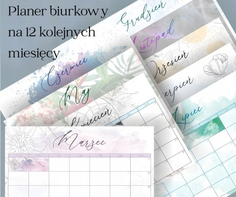Kalendarz planner ścienny biurkowy 12 m-cy na biurko kwieciń'26-marzec'27