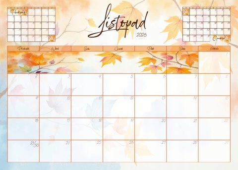 Kalendarz planner ścienny biurkowy 12 m-cy na biurko kwieciń'26-marzec'27