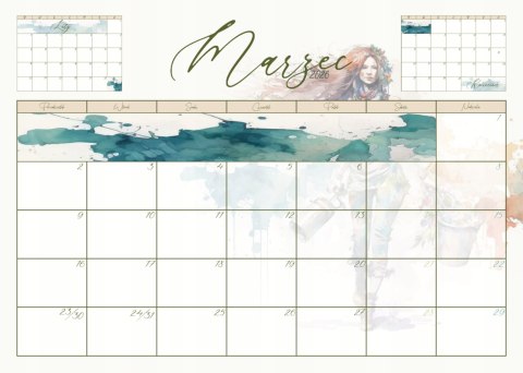 Kalendarz planner ścienny biurkowy 12 m-cy na biurko kwieciń'26-marzec'27