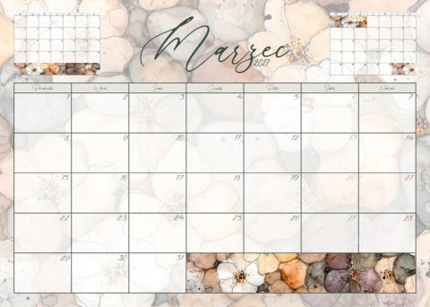 Kalendarz planner ścienny biurkowy 12 m-cy na biurko kwieciń'26-marzec'27