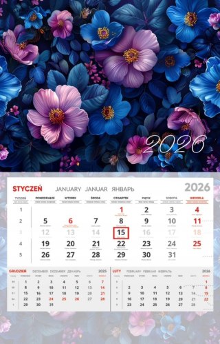 Kalendarz ścienny jednodzielny z wypukłą główką na 2026 R05