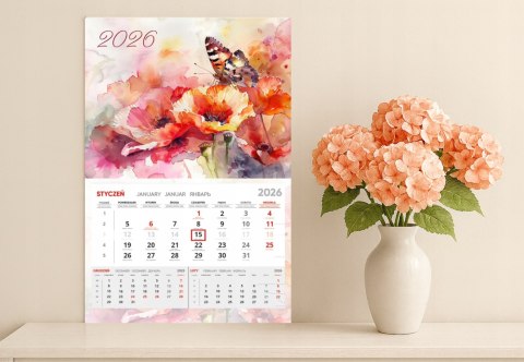 Kalendarz ścienny jednodzielny z wypukłą główką na 2026 R14
