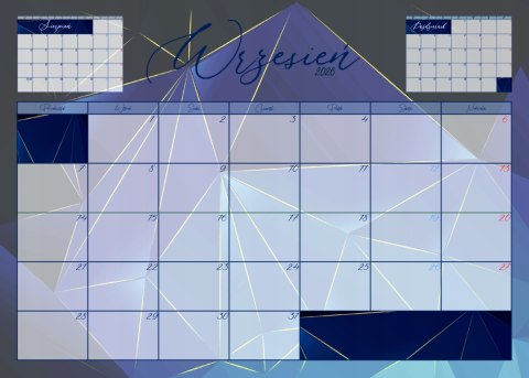 Planer ścienny B3 paźdzernik'25-wrzesień'26 kalendarz na biurko ścianę