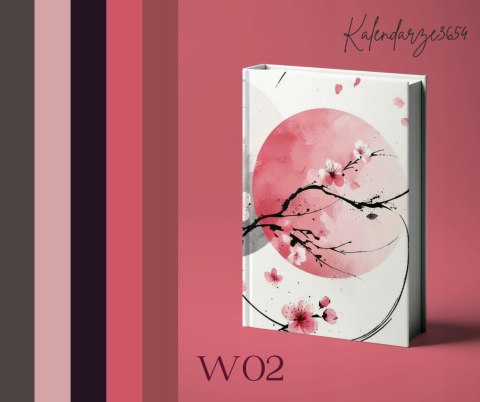 Kalendarz książkowy B5 dzienny z gumką 2026 W02