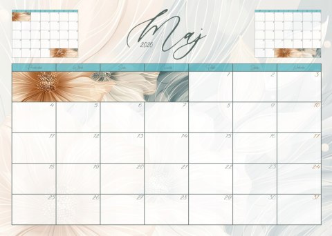 Kalendarz planner ścienny biurkowy 12 m-cy na biurko maj'26-kwiecień'27
